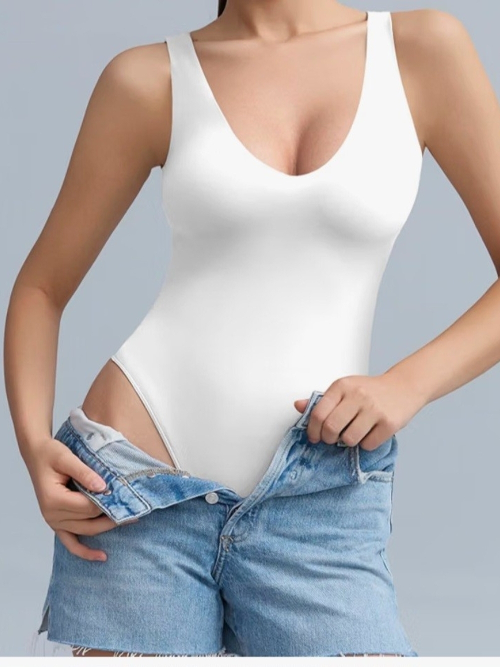 Essential White Scoop-Neck Women's Bodysuit